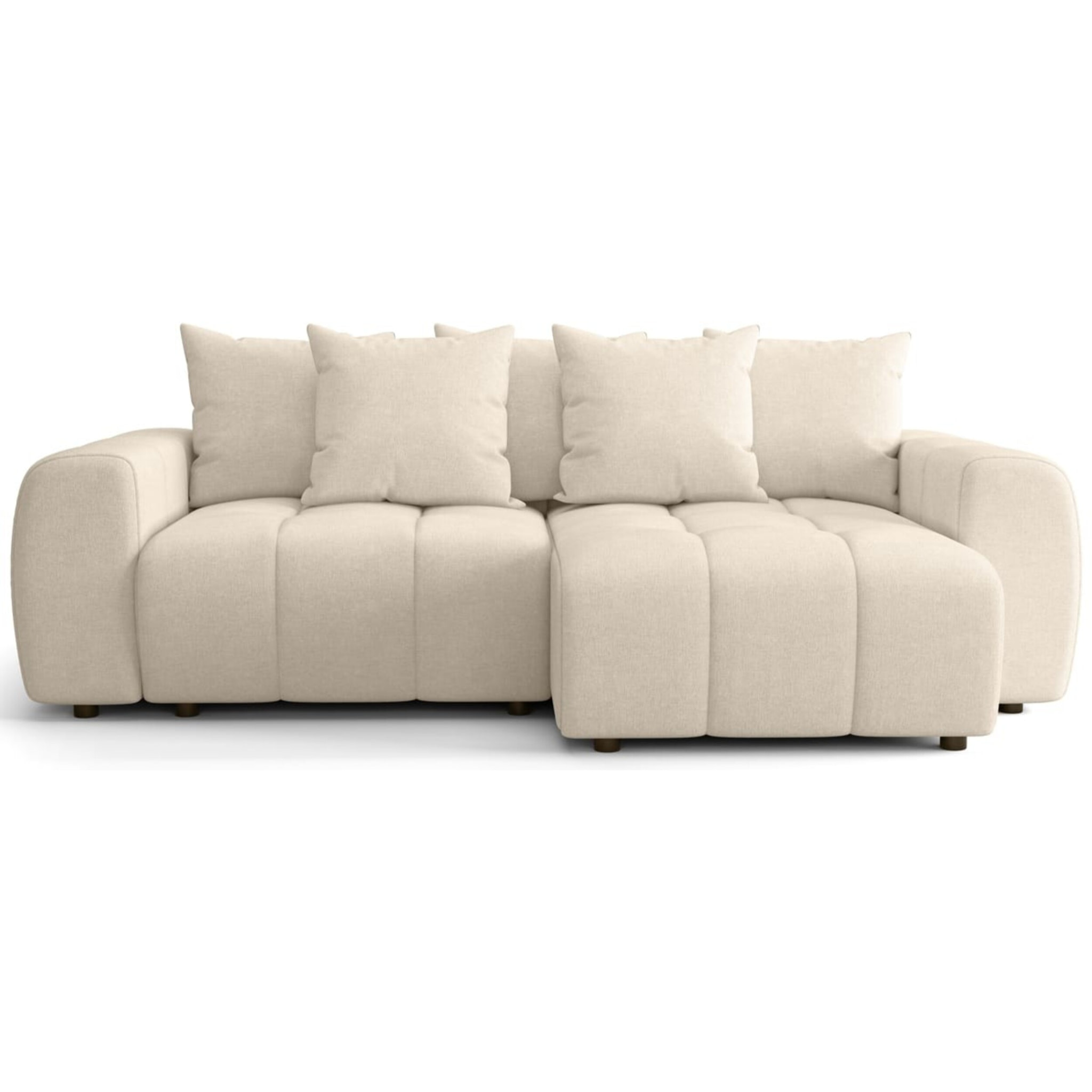 Canapé d'angle convertible réversible 4 places avec coffre de rangement en tissu chenille - RIVOLI