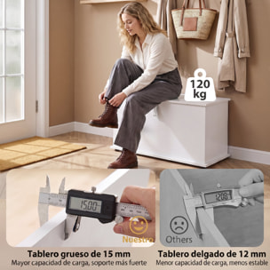 HOMCOM Baúl de Almacenaje 102L, Banco de Almacenaje, Banco Zapatero con Bisagra de Seguridad, Estilo Moderno, para Pasillo, Dormitorio, Recibidor, Salón, 80x40x45 cm, Blanco