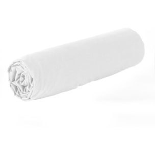Drap housse 2 pers uni en coton et bambou - blanc