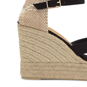 Sandalias de cuña de mujer Bruna en algodón orgánico con cierre de pulsera