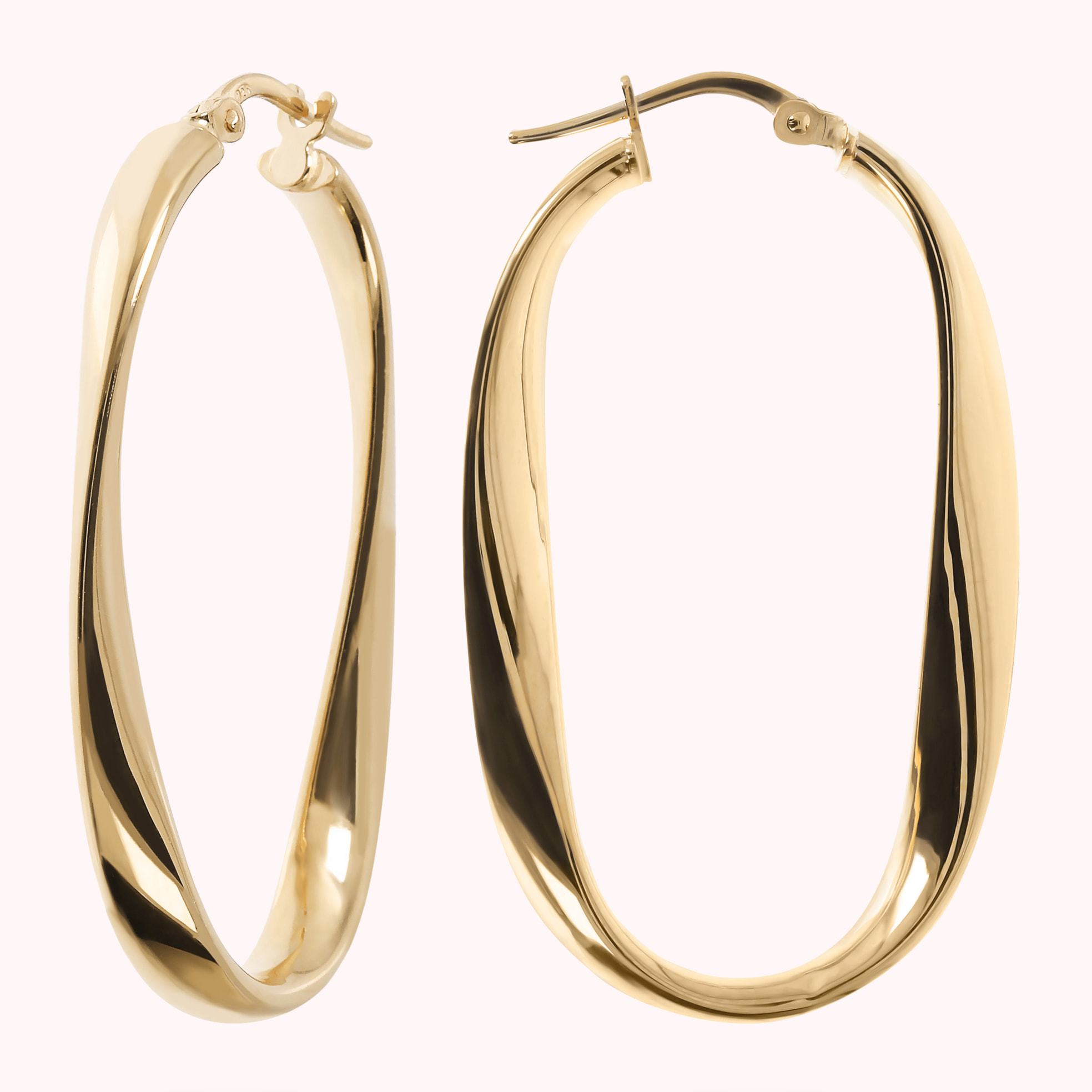 Orecchini a Cerchio Golden Ritorti Forma Ovale