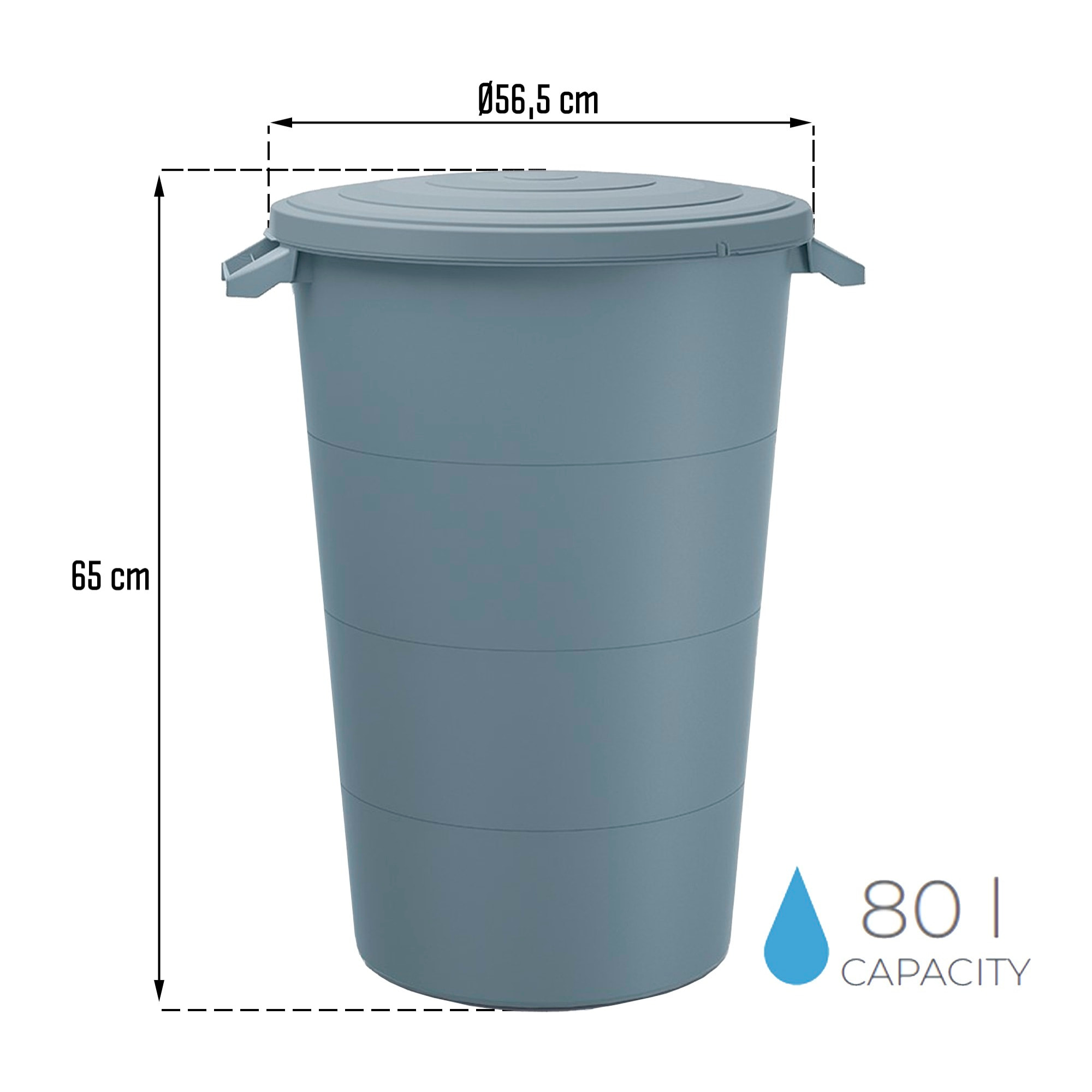 Barril de captación de agua smooth 80l., dimensiones (mm) 565x464x650