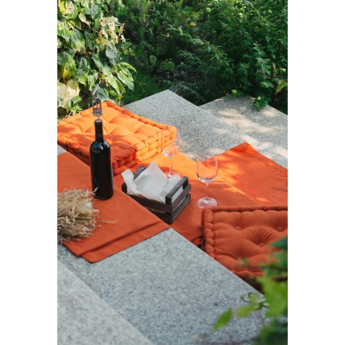 INTRECCI – Cuscino arredo 40x40 cm con maniglie, ideale per panche, giardino e picnic