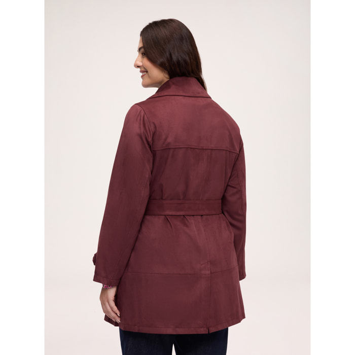 Fiorella Rubino - Trench doble botonadura tacto suave - Burgundy