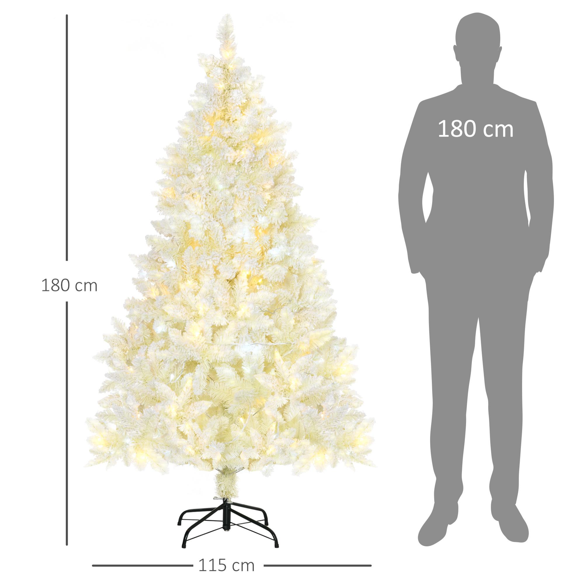 Sapin de Noël artificiel lumineux blanc dim. Ø 115 x 180H cm 650 branches 150 LED - support pied pliable métal PVC