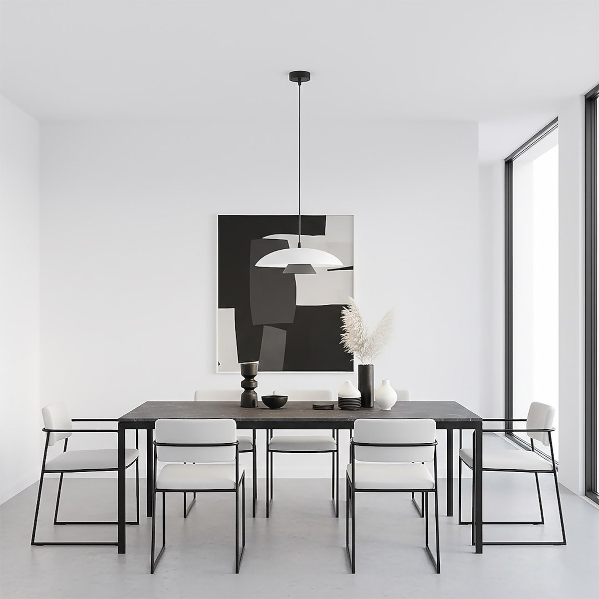 Lampada a sospensione Babel in acciaio bianco e nero