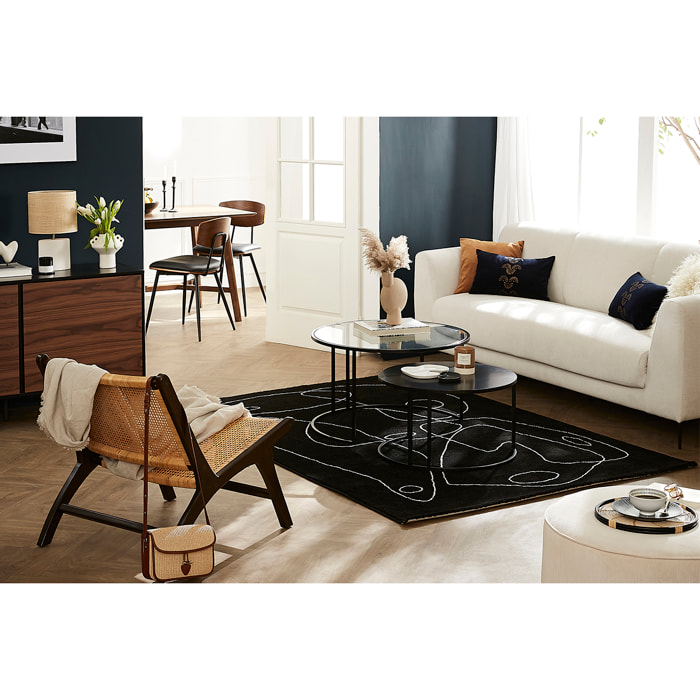 Tapis noir motif line art 160x230 cm ARTISTE