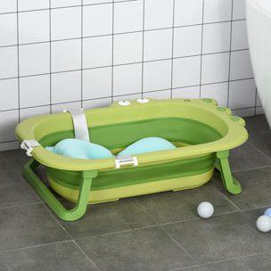 Bañera Plegable para Bebé 0-3 Años 50L con Cojín Incluido 80x53,9x20,8 cm Verde