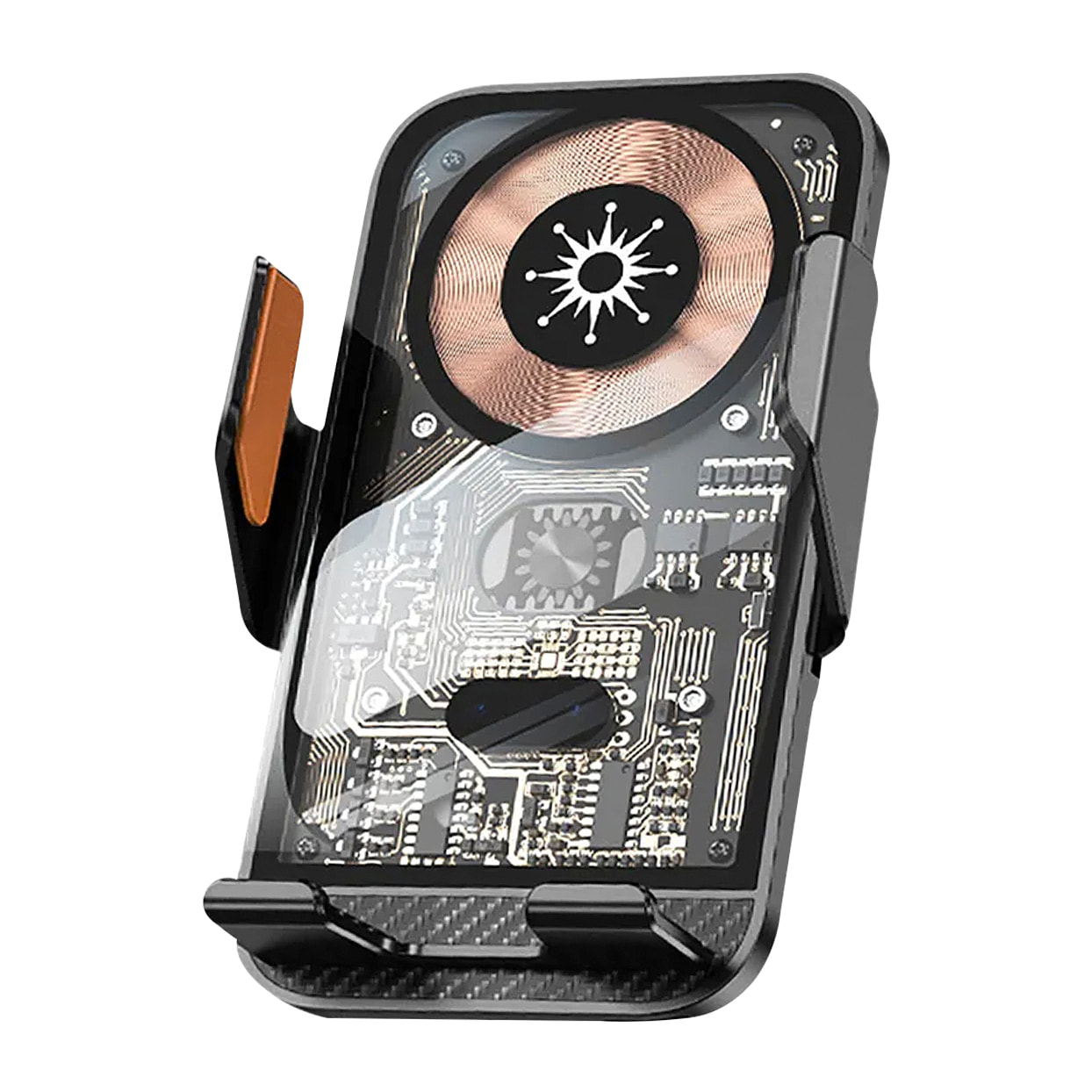 Caricabatteria da auto Qi 15W C10 con rotazione di 360°. Per l'aspirazione dell'aria. Apertura automatica.