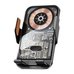 Caricabatteria da auto Qi 15W C10 con rotazione di 360°. Per l'aspirazione dell'aria. Apertura automatica.