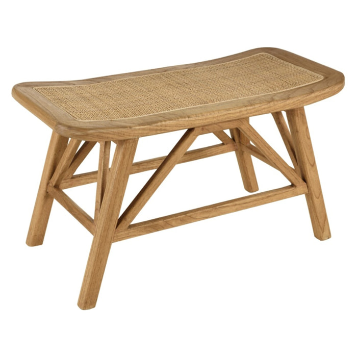 AMY - Banc 1 place en bois de mindi et rotin naturel AMY