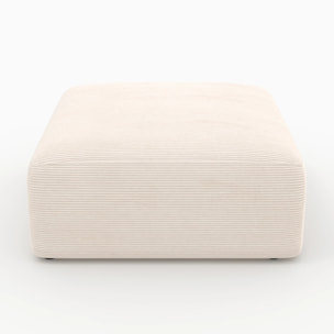 Pouf carré pour canapé modulable en velours blanc cassé - Mina