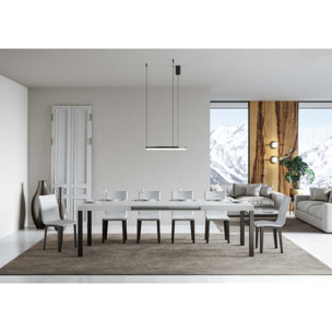 Mesa extensible 80x140/224 cm Everyday Fresno Blanco estructura Antracita