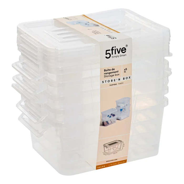 Lot de 5 Boîtes Clippy de 5L transparent