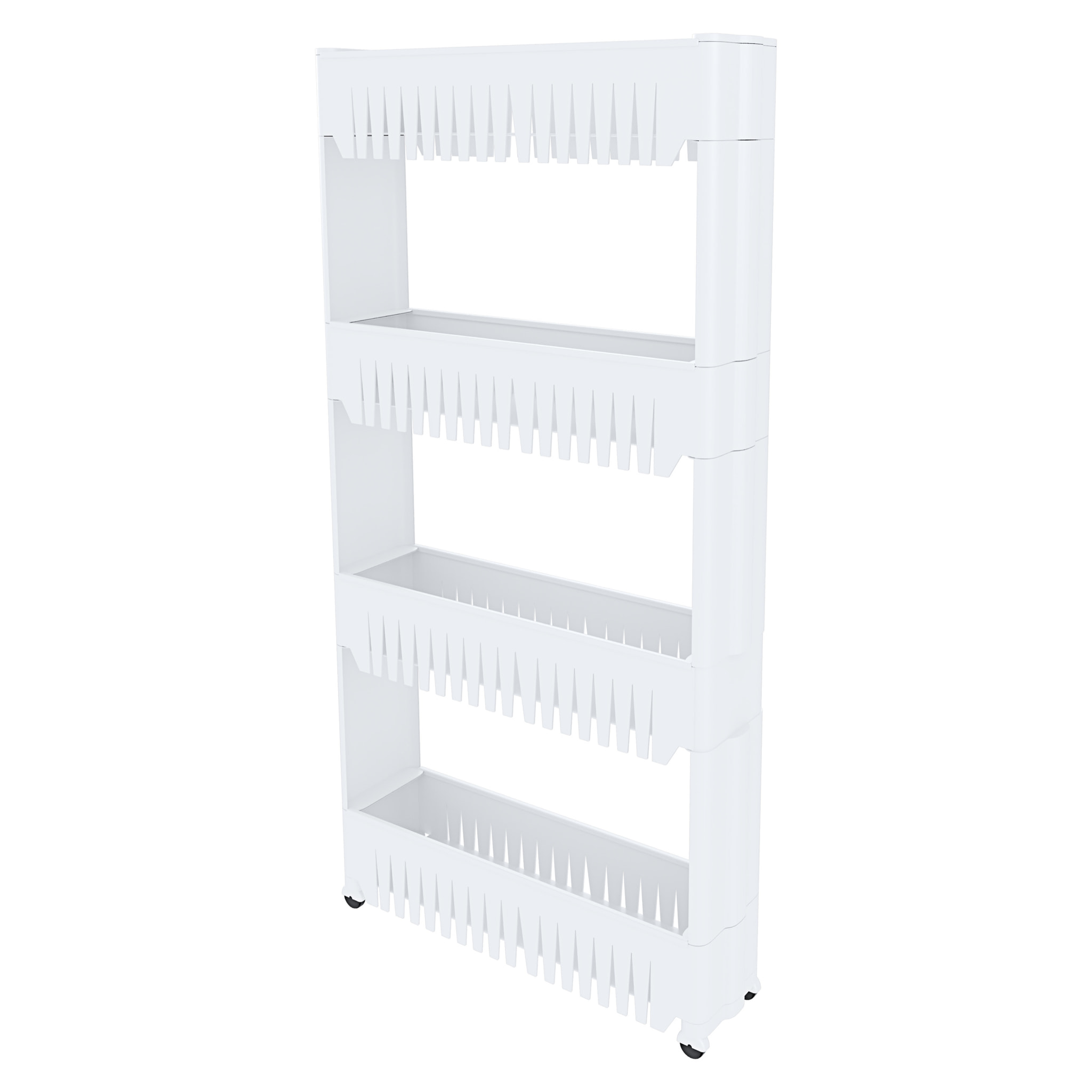 Carrello Da Cucina Salvaspazio Carrellino Portaoggetti Con Rotelle Ruote 4 Ripiani Dispensa Bagno Fino a 2.5 Kg Per Ripiano 103 x 12,5 x 54 cm Bianco