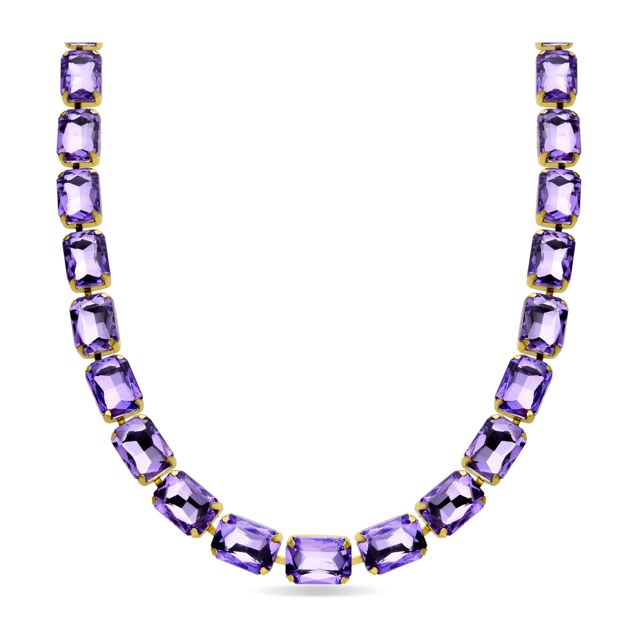 Collar de Cristal Morado acabado en oro amarillo de 18k