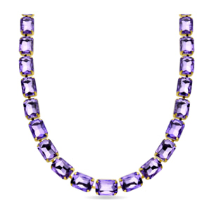 Collar de Cristal Morado acabado en oro amarillo de 18k