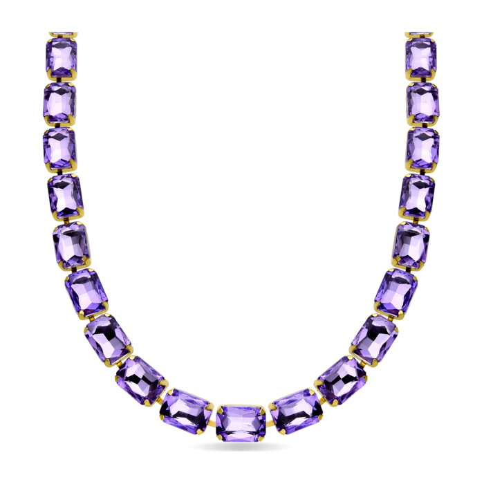 Collar de Cristal Morado acabado en oro amarillo de 18k