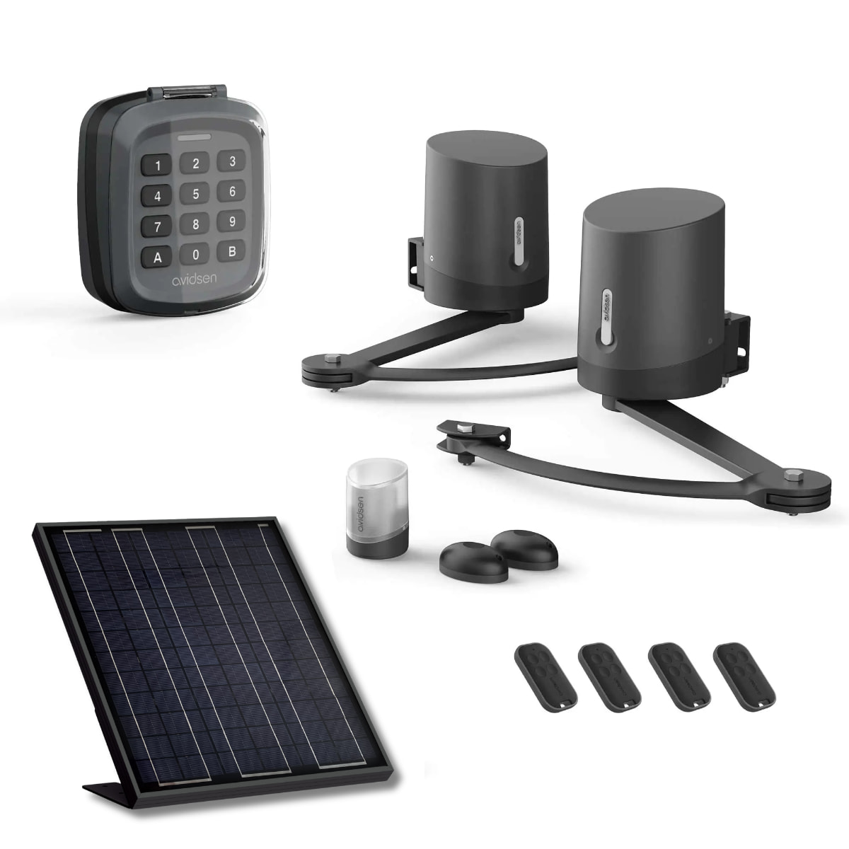 Motorisation Solaire pour portail à battants Avidsen ORANE510 + Digicode + 2 télécommandes supplémentaires (4 en tout)