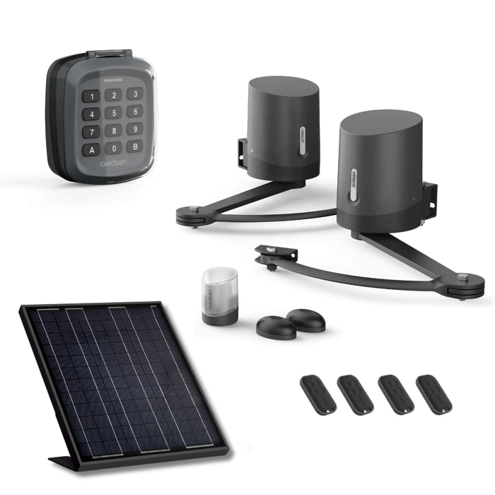 Motorisation Solaire pour portail à battants Avidsen ORANE510 + Digicode + 2 télécommandes supplémentaires (4 en tout)