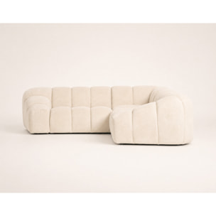Ava - Canapé d'angle L 5 places en velours texturé - Beige