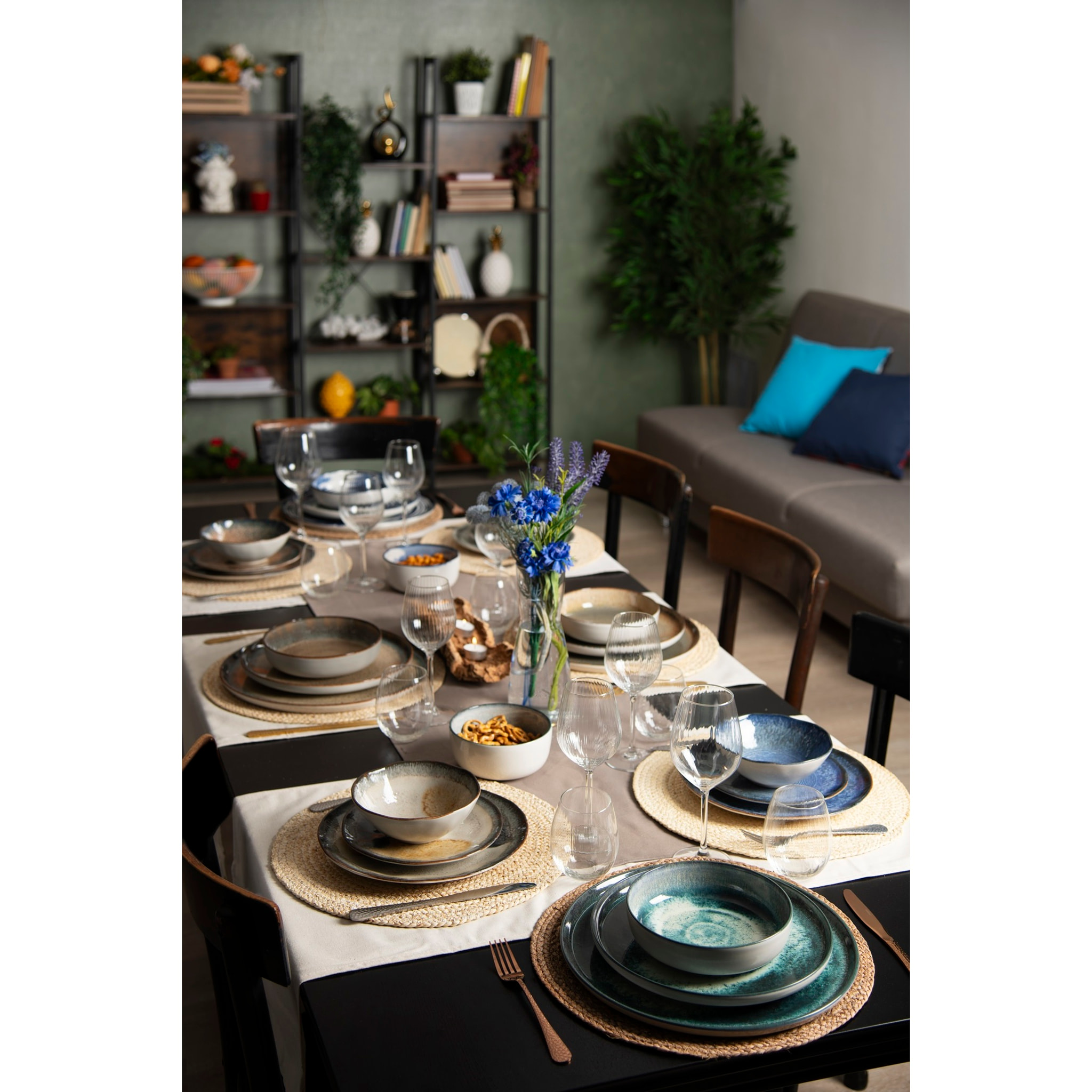 Service 12 assiettes Excelsa Demetra, céramique, multicolore