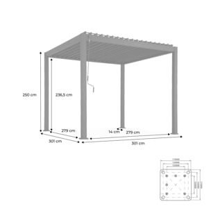 Pergola bioclimatique aluminium anthracite Triomphe 3x3 m lames orientables