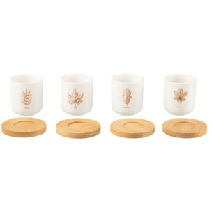J-Line tasse à  café + sous-tasse Bambou Feuille - céramique - marron - boîte de 4