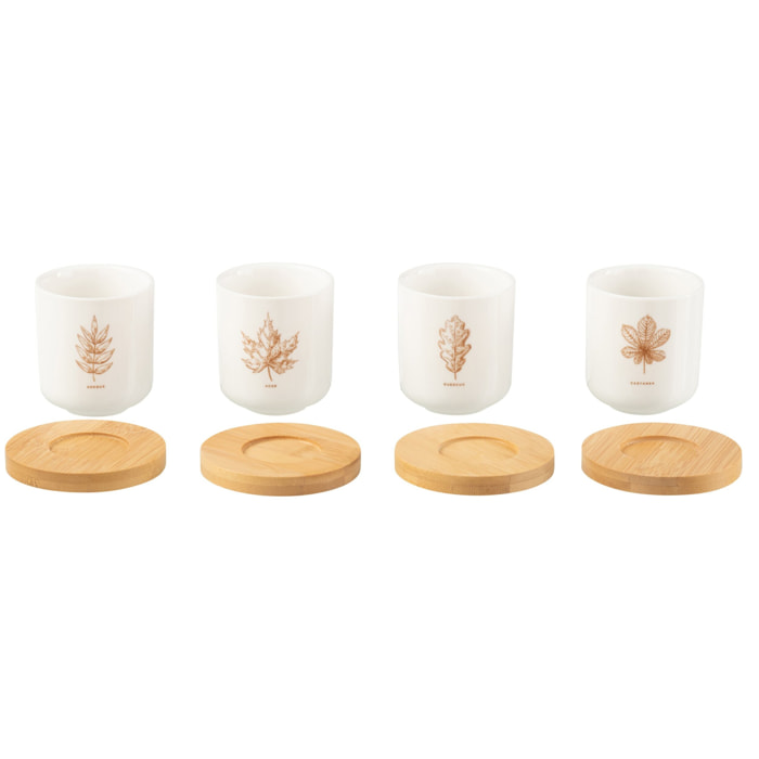 J-Line tasse à  café + sous-tasse Bambou Feuille - céramique - marron - boîte de 4
