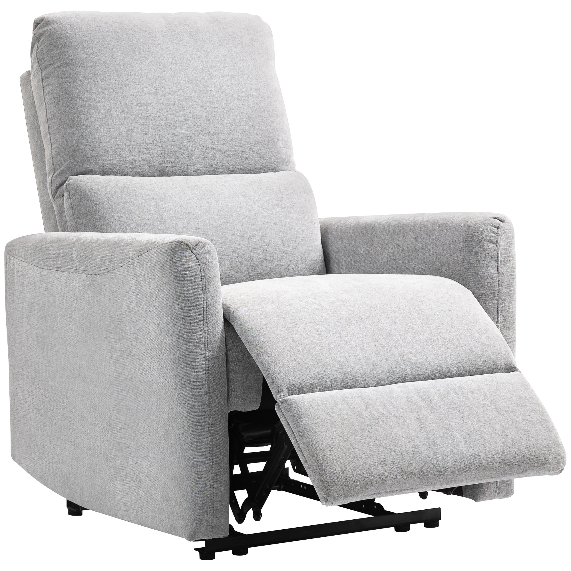 Fauteuil de relaxation inclinable repose-pieds intégré tissu toucher lin gris clair