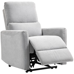 Fauteuil de relaxation inclinable repose-pieds intégré tissu toucher lin gris clair