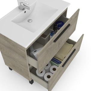 Mueble Baño Con Espejo Athena 80x80x45 Cm Roble Alaska