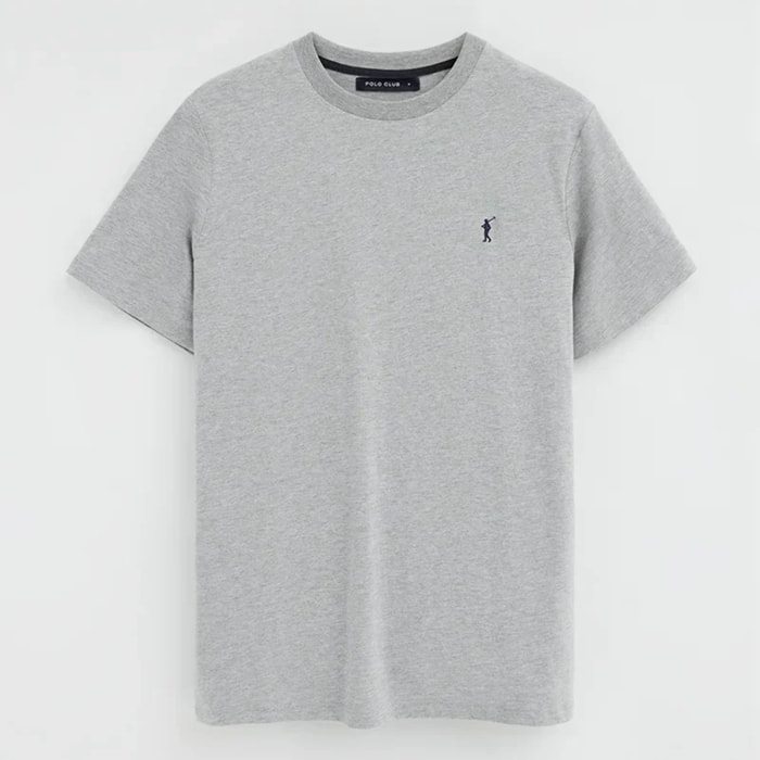 Pack hombre de tres camisetas azul marino, blanca y gris vigoré de manga corta y bordado Rigby Go