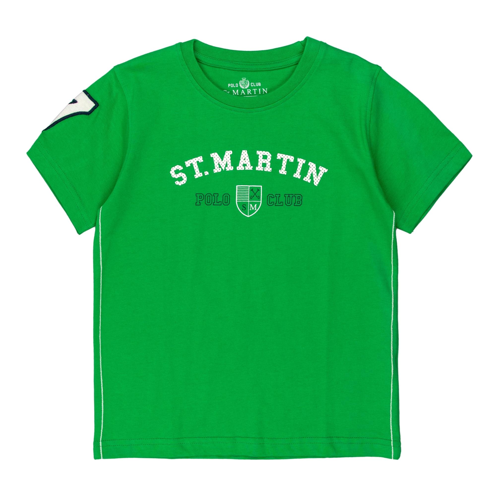 T-shirt jersey con logo davanti e ricamo su manica Polo Club St Martin Verde