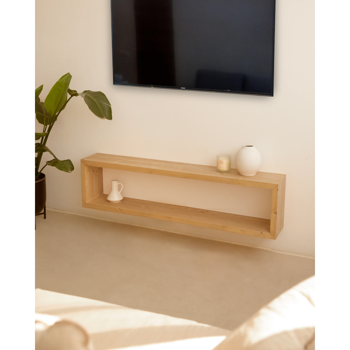 Mueble de TV de madera maciza en tono roble medio de varias medidas