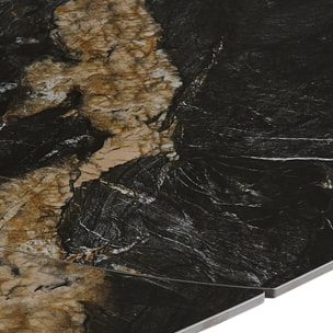 Table à manger extensible Tomasucci FYRM, en céramique, marbre noir, gris, 120/160/200 × 89 × 76 cm