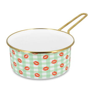 Casserole 18cm en acier émaillé avec motif bisous - tous feux VICHY