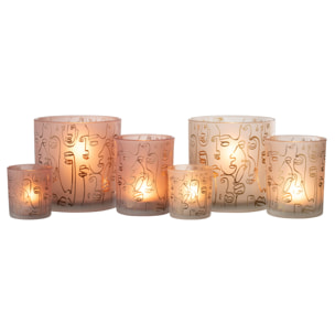 J-Line photophore Happy Faces Verre - terracotta - large