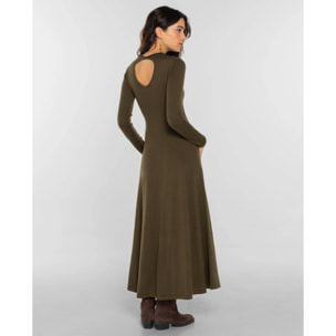 Vestido de punto con piezas evasé de mujer