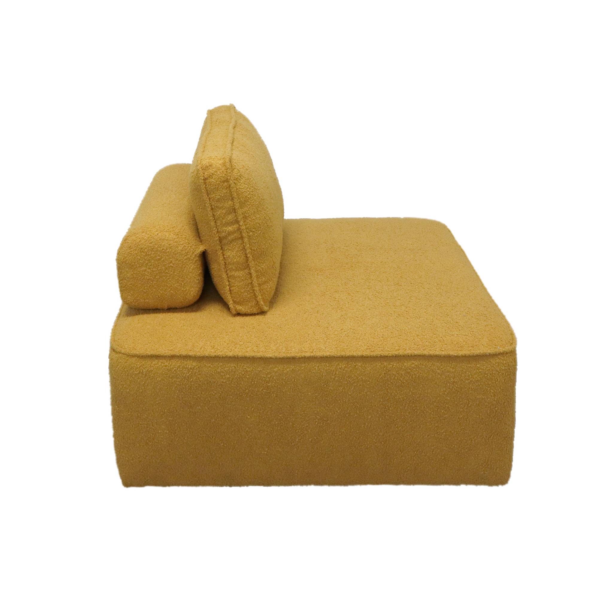 Lot de 3 chauffeuses pour canapé modulable tissu bouclette moutarde 1 place Bao. L 90 x P 90 x H 74cm