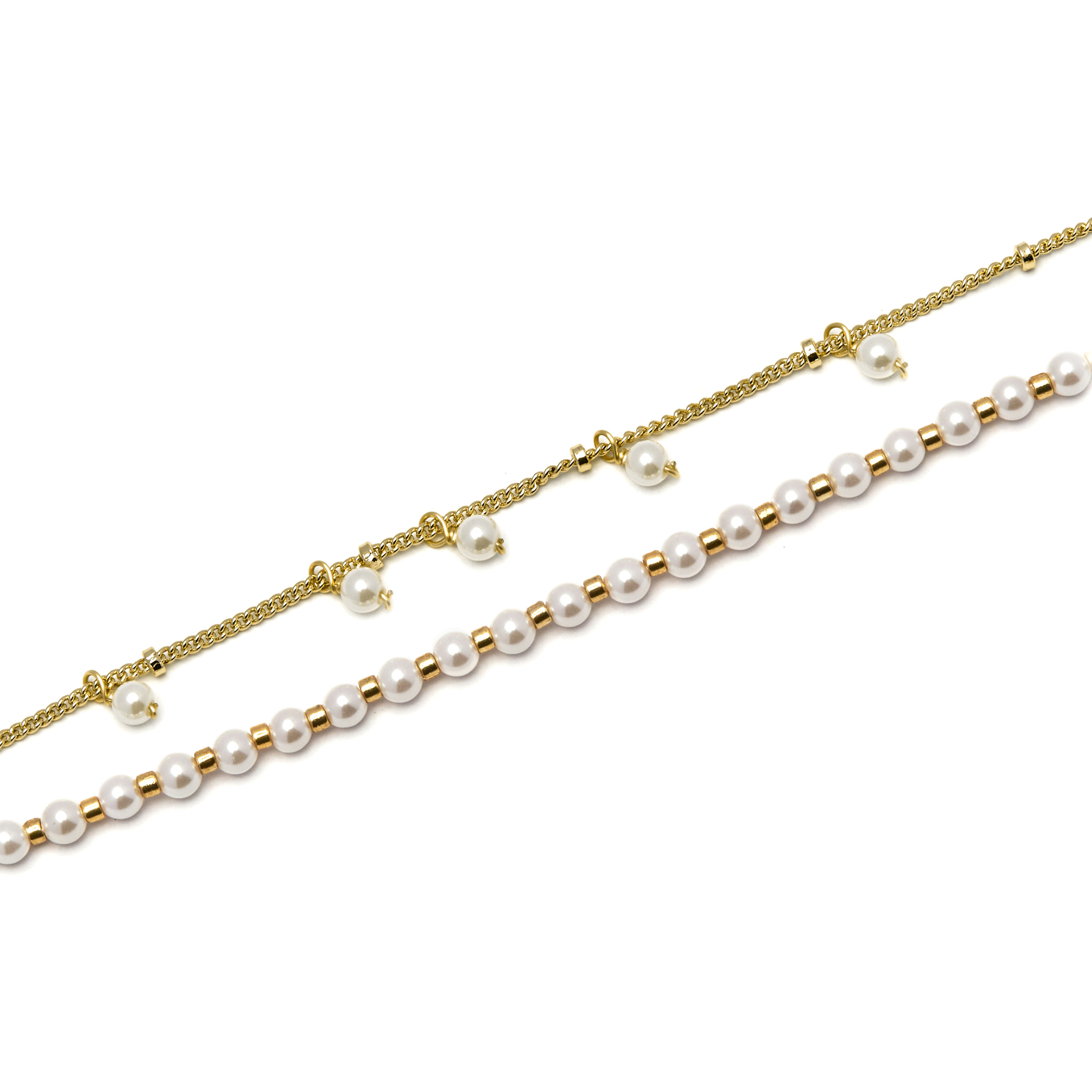 Pulsera de Perla Blanca acabada en oro amarillo de 18k