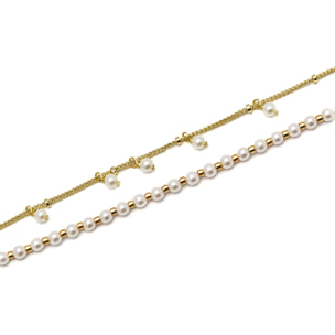 Pulsera de Perla Blanca acabada en oro amarillo de 18k