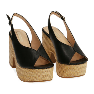 Slingback nere, tacco-zeppa 10 cm