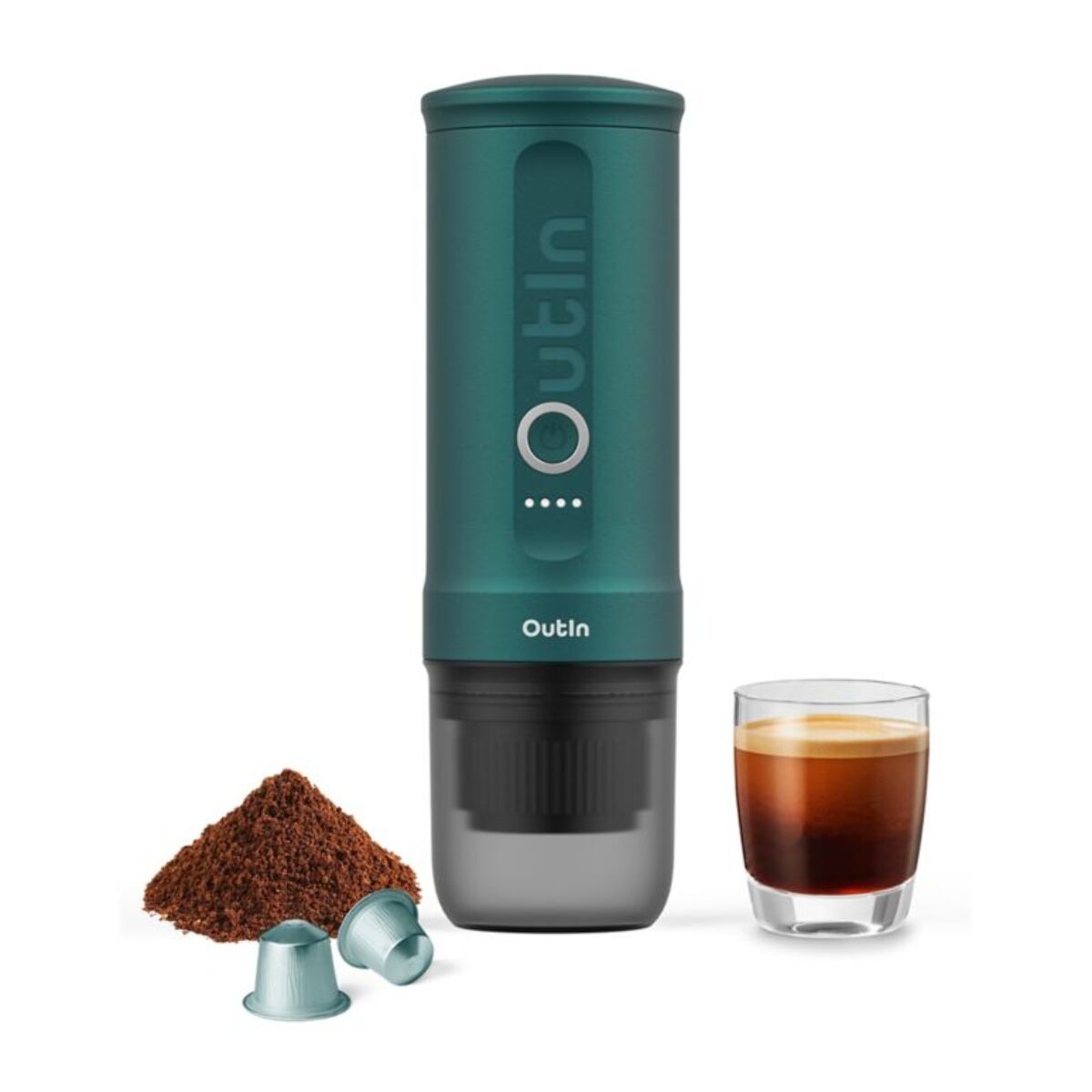 Cafetière portable OUTIN Nano vert + adaptateur Basket Plus - coffret de Noel
