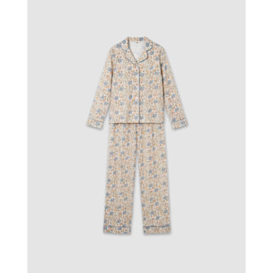Pijama largo camisero algodón gaia azul