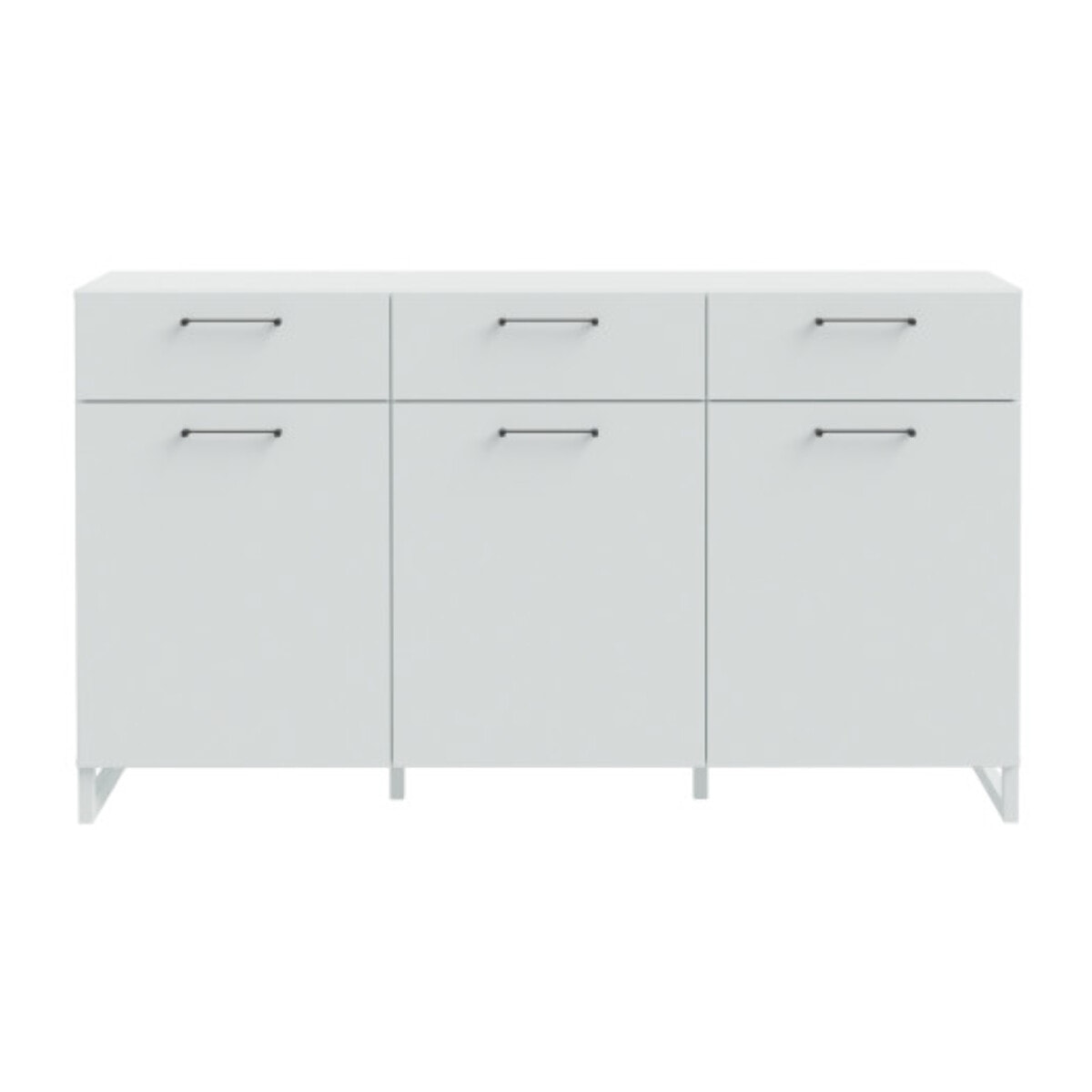 Buffet L165 cm 3 tiroirs 3 portes soft close décor gris clair - BASIL