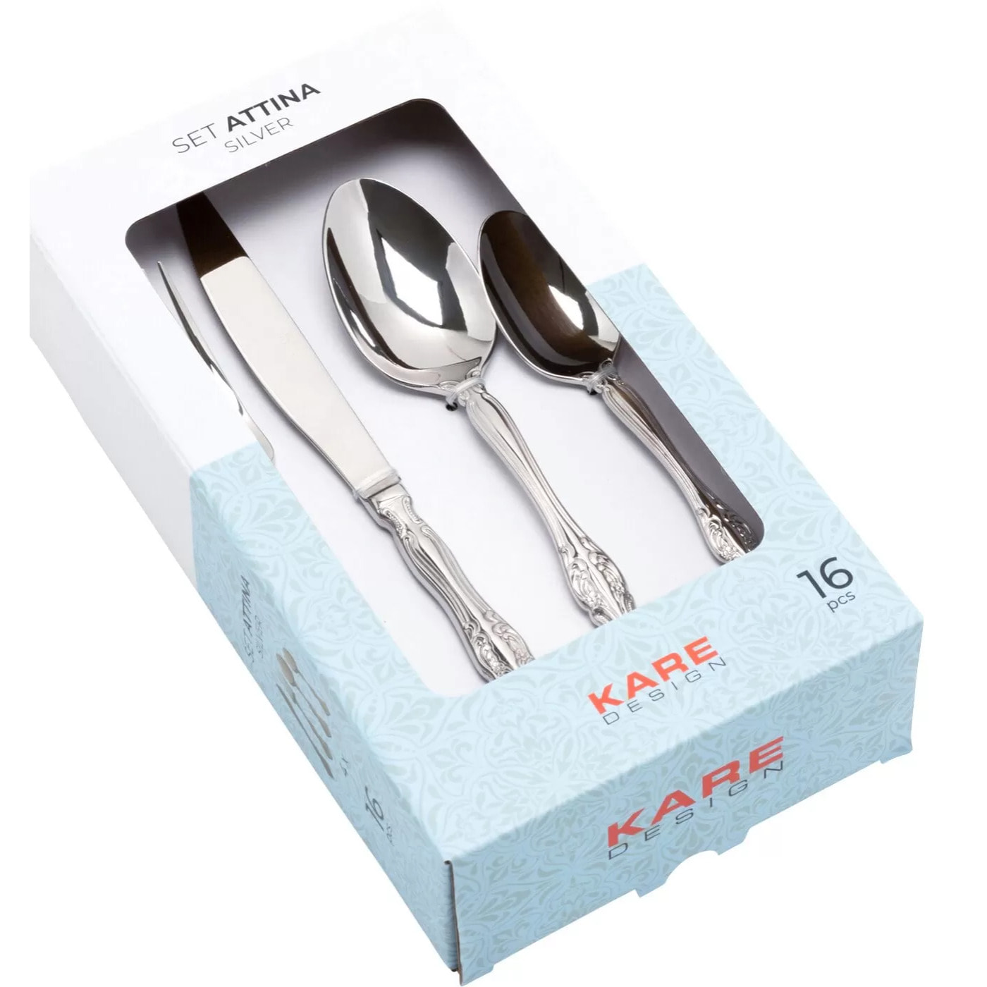 Couverts Attina 16 pièces argentés Kare Design