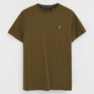 Camiseta caqui oscuro de manga corta y bordado Rigby Go