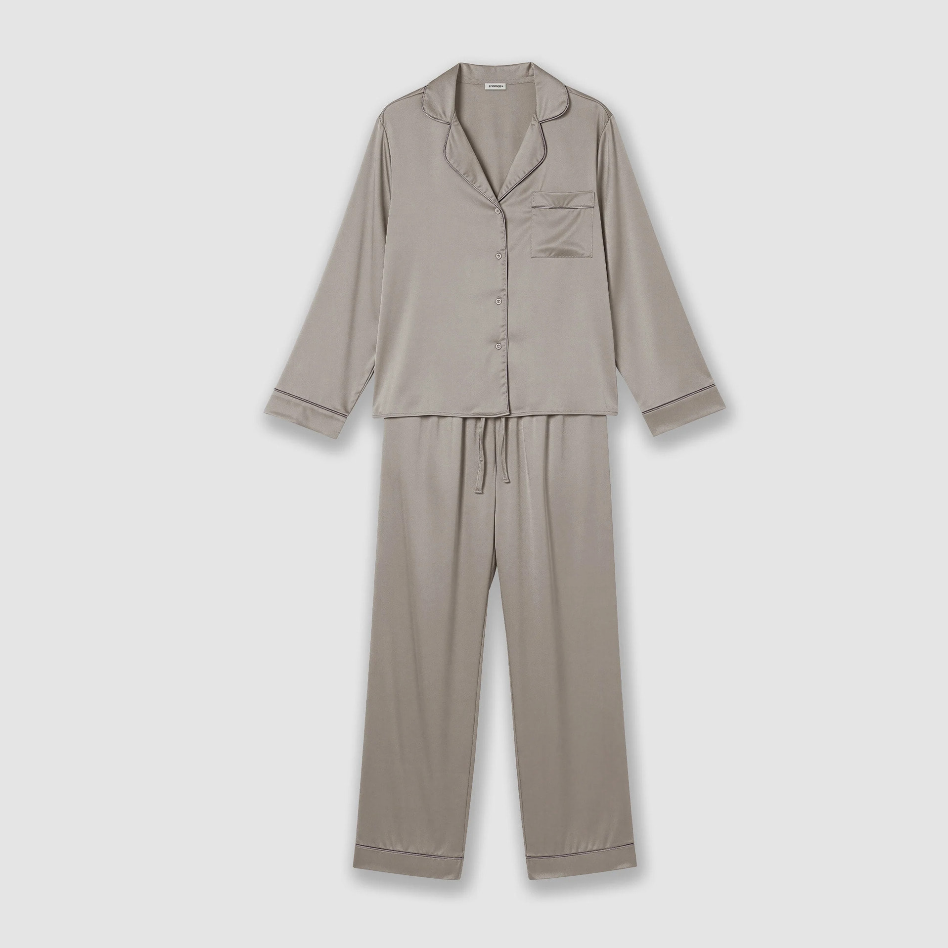 Pigiama lungo a camicia in raso Friday grigio chiaro