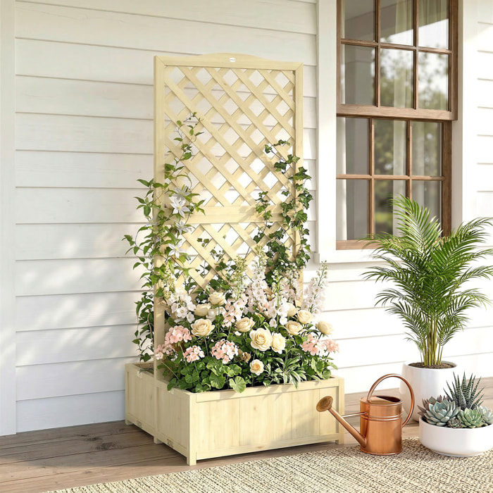 Jardinière double bac treillis haut 1,7m bois sapin pré-huilé
